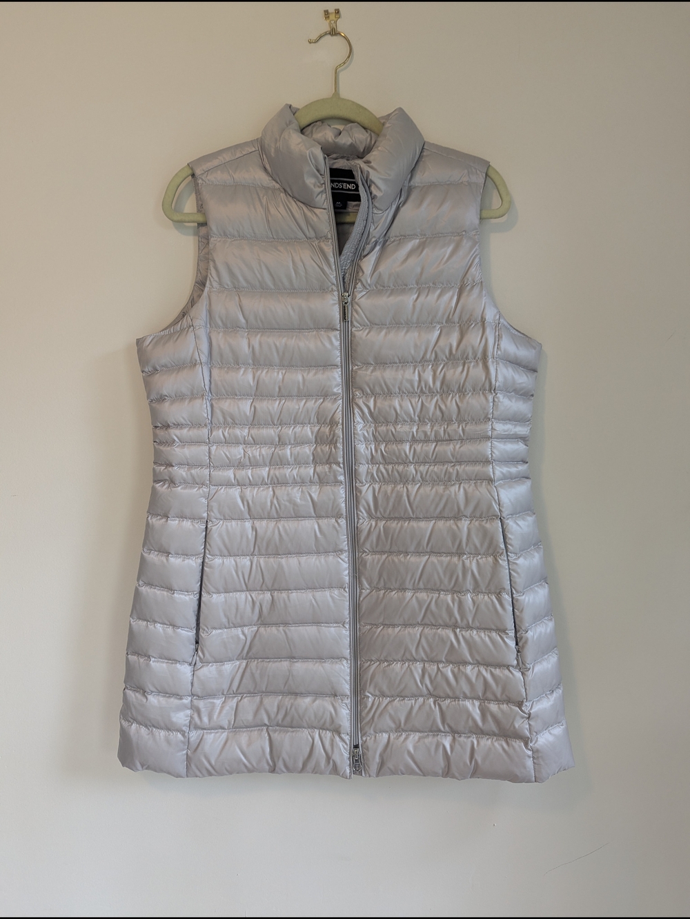 Lands' End Silver Quilted Down Vest